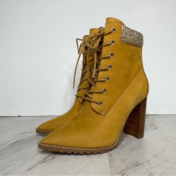 New! Steve Madden Karmen Lace Up Pointed Toe Heeled Bootie 7 1/2 M - Picture 14 of 14